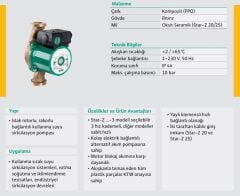 Wilo Star Z 20/4 Re Sirkülasyon Pompası 3/4\'\' 150 mm