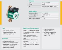 Wilo Star Z 20/5 Re Sirkülasyon Pompası 3/4\'\' 150 mm