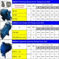 Amega JTM 200 Bronz Fanlı Santrifüj Pompa 2 HP 220 V