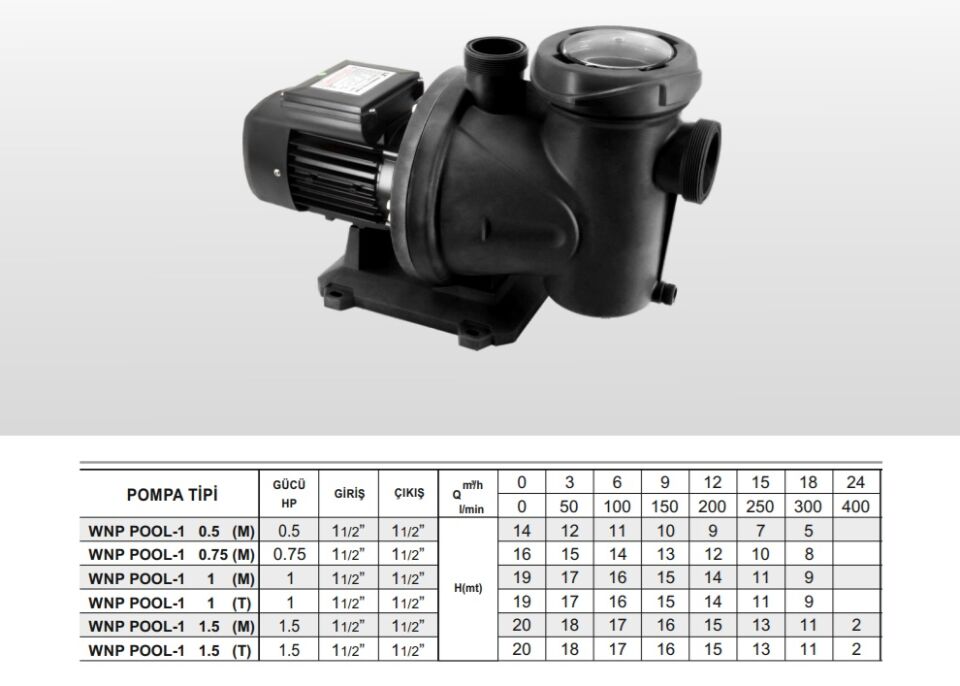 Winpo WNP POOL-2  Havuz Pompası 2'' Giriş Çıkış - 4 HP Trifaze