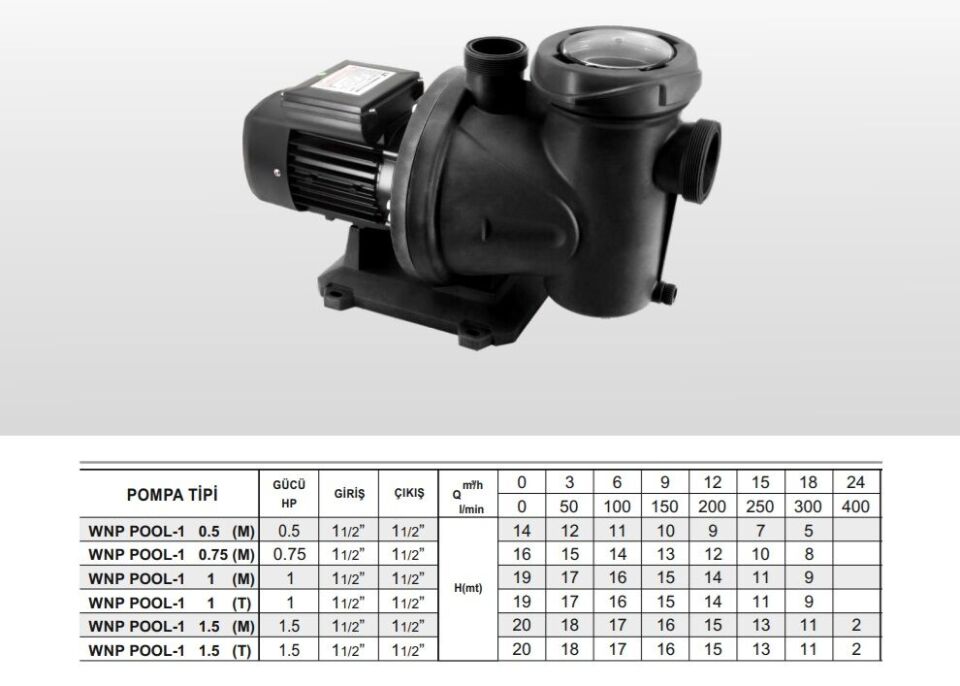 Winpo WNP POOL-2  Havuz Pompası 2'' Giriş Çıkış - 3 HP Trifaze
