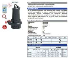 Sumak SDTV 50/3 Döküm Göv. Drenaj Ve Foseptik Pompası 5.5 HP