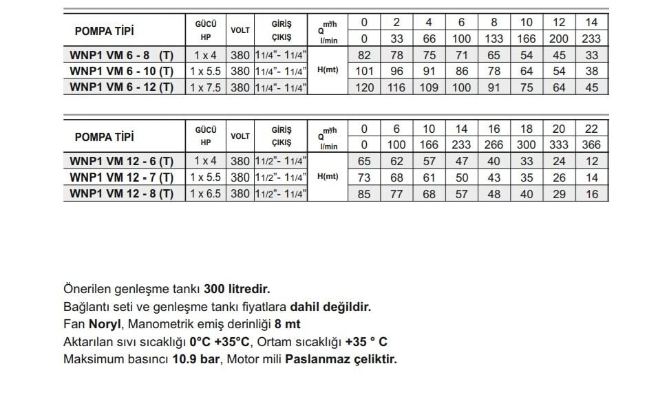 Winpo WNP1 VM 6 - 8 (T) Tek Pompalı Hidrofor 1x4 HP