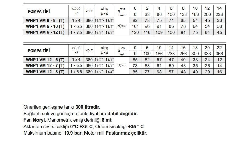 Winpo WNP1 VM 12 - 6 (T) Tek Pompalı Hidrofor 1x4 HP