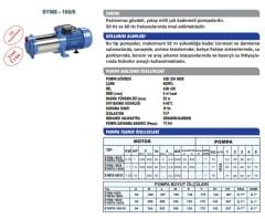 Sumak SYM6 150/8 Yatay Kademeli Sessiz Pompa 1.5 HP