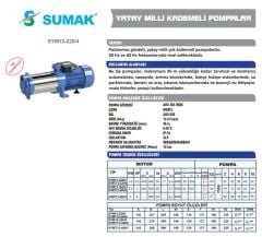 Sumak SYMT12 220/4 Yatay Kademeli Sessiz Pompa 2.2 HP