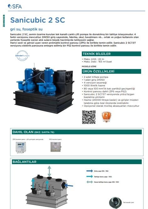 SFA Sanihydro Sanicubic 2 SC 3.0 T  Atık Su Tahliye İstasyonu 1000 Litre