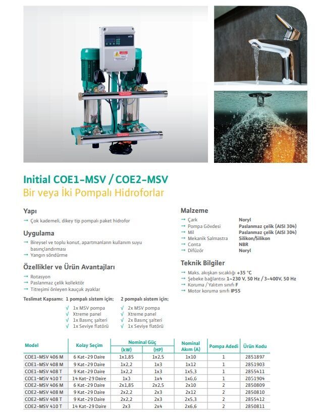 Wilo İnitial MSV 408 T Dikey Kademeli Pompa 3 HP