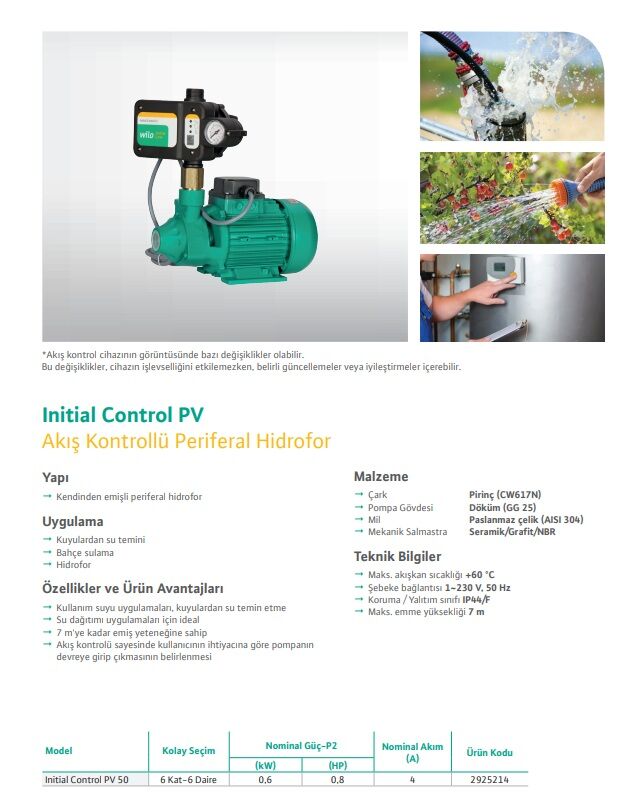 Wilo Control PV 50 M Fluid Kontrollü Hidrofor 6 Kat-6 Daire