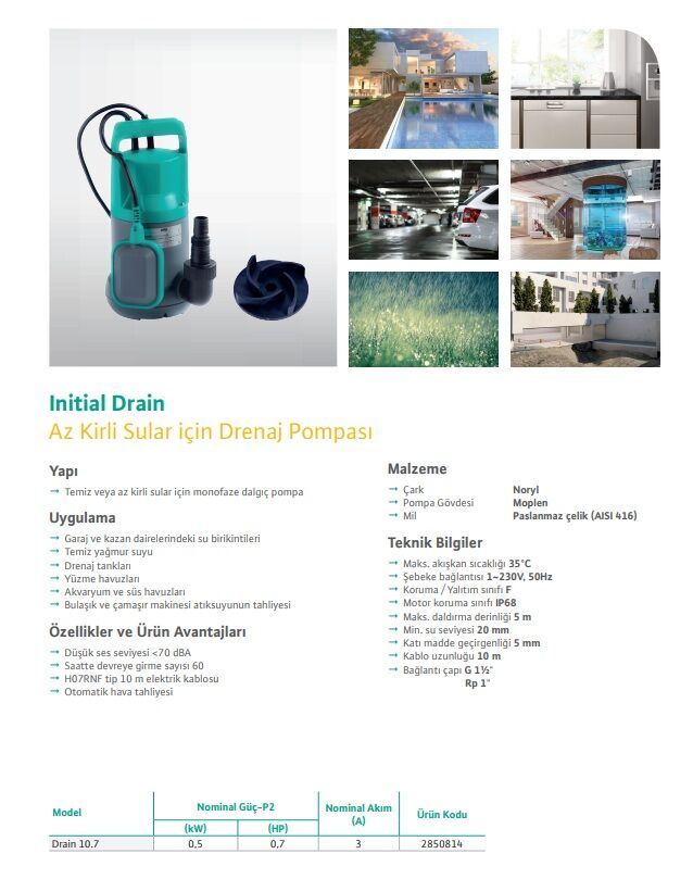 Wilo Drain Inox 10.7 Drenaj Dalgıç Pompası