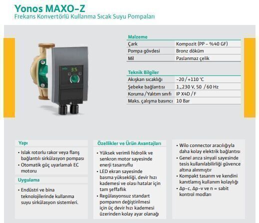 Wilo Yonos Maxo Z 65/0,5-12 PN6/10 Re Sirkülasyon Pompası