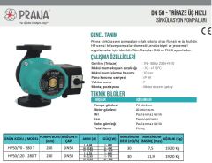 Prana HP 50/70 - 280 T Üç Hızlı Sirkülasyon Pompası DN50 380V