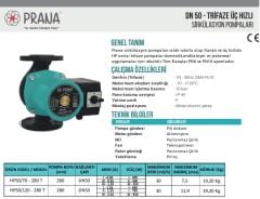 Prana HP 50/120 - 280 T Üç Hızlı Sirkülasyon Pompası DN50 380V
