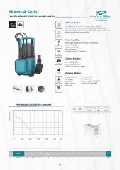 Kaysu SP400-A Plastik Gövdeli temiz Su Dalgıç Pompası 0.55 HP