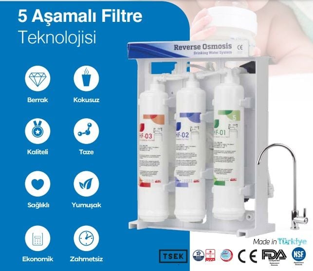EA Serisi Su Arıtma Cihazı 8 LT Tanklı 5 Filtreli - Aquatürk